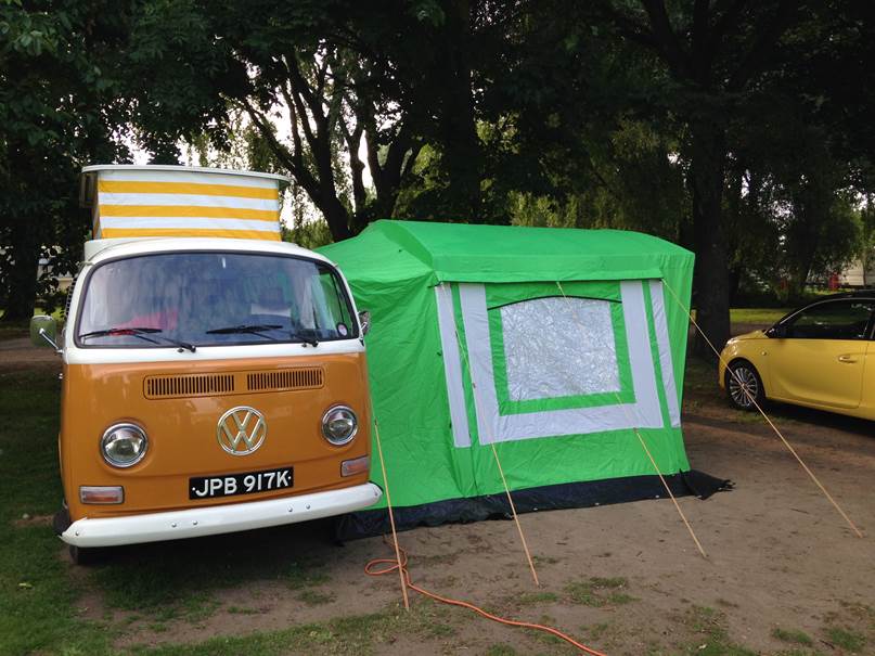 vw campervan with awning